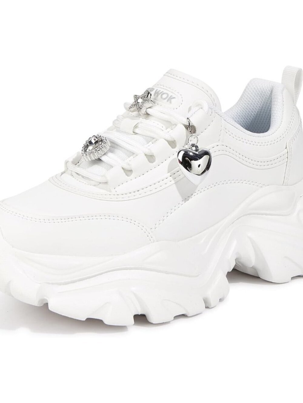 Women's White Buckle Fashion Platform Comfortable Wedge Walking Sneakers Shoes